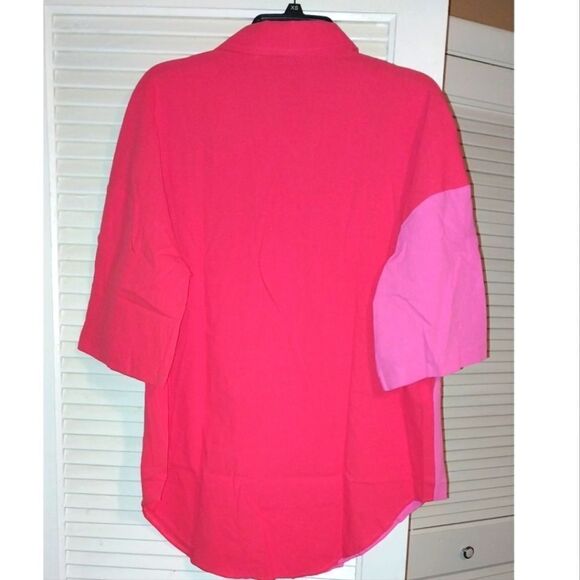 Color block drop shoulder button down top sz XL - Picture 11 of 12